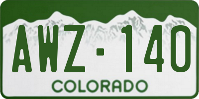 CO license plate AWZ140