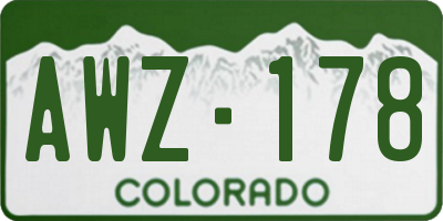 CO license plate AWZ178