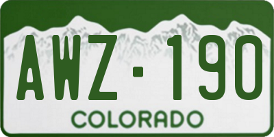 CO license plate AWZ190