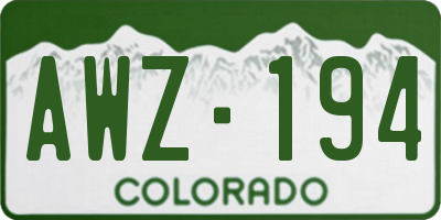 CO license plate AWZ194