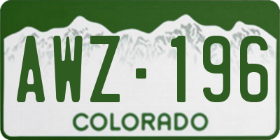 CO license plate AWZ196