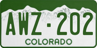 CO license plate AWZ202