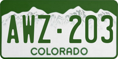 CO license plate AWZ203