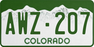 CO license plate AWZ207