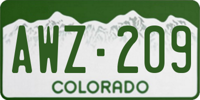 CO license plate AWZ209