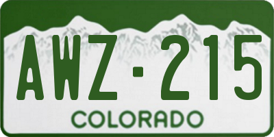 CO license plate AWZ215