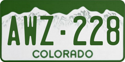 CO license plate AWZ228