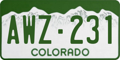 CO license plate AWZ231