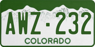 CO license plate AWZ232