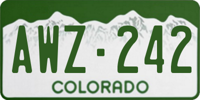 CO license plate AWZ242