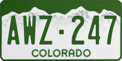 CO license plate AWZ247