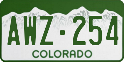 CO license plate AWZ254