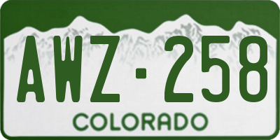 CO license plate AWZ258