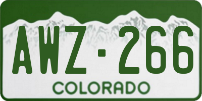 CO license plate AWZ266