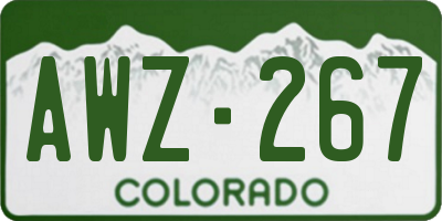 CO license plate AWZ267