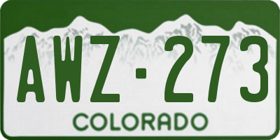 CO license plate AWZ273
