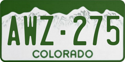 CO license plate AWZ275
