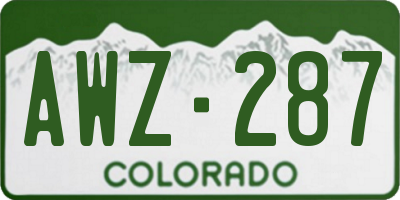 CO license plate AWZ287