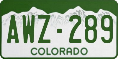CO license plate AWZ289