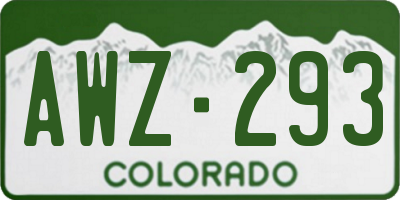 CO license plate AWZ293