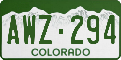 CO license plate AWZ294