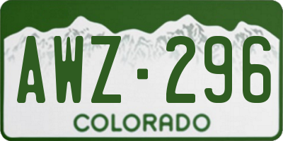 CO license plate AWZ296