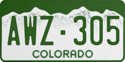 CO license plate AWZ305