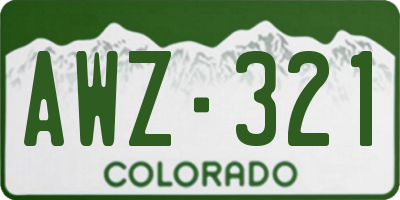 CO license plate AWZ321