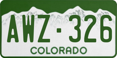 CO license plate AWZ326