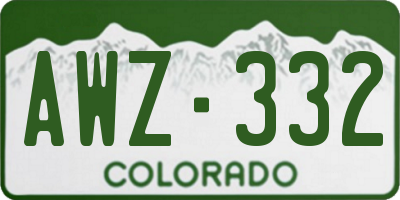 CO license plate AWZ332