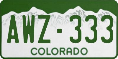 CO license plate AWZ333