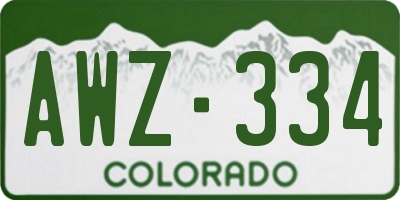 CO license plate AWZ334