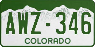 CO license plate AWZ346