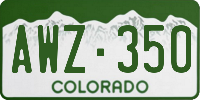 CO license plate AWZ350