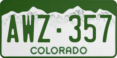 CO license plate AWZ357