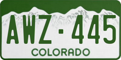 CO license plate AWZ445