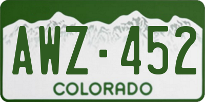 CO license plate AWZ452
