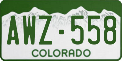 CO license plate AWZ558