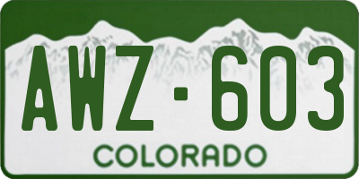 CO license plate AWZ603