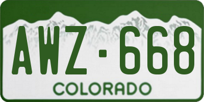 CO license plate AWZ668