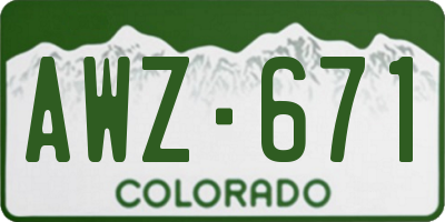 CO license plate AWZ671