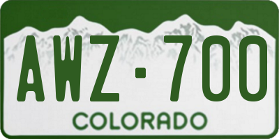 CO license plate AWZ700