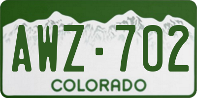 CO license plate AWZ702