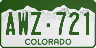 CO license plate AWZ721