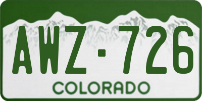CO license plate AWZ726