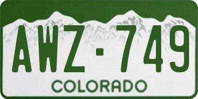 CO license plate AWZ749
