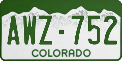 CO license plate AWZ752