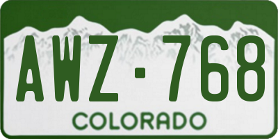 CO license plate AWZ768