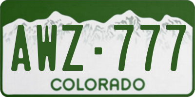 CO license plate AWZ777