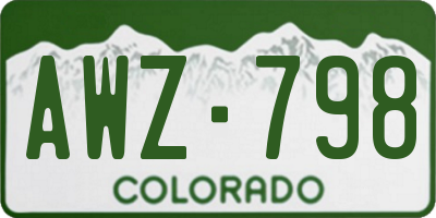 CO license plate AWZ798